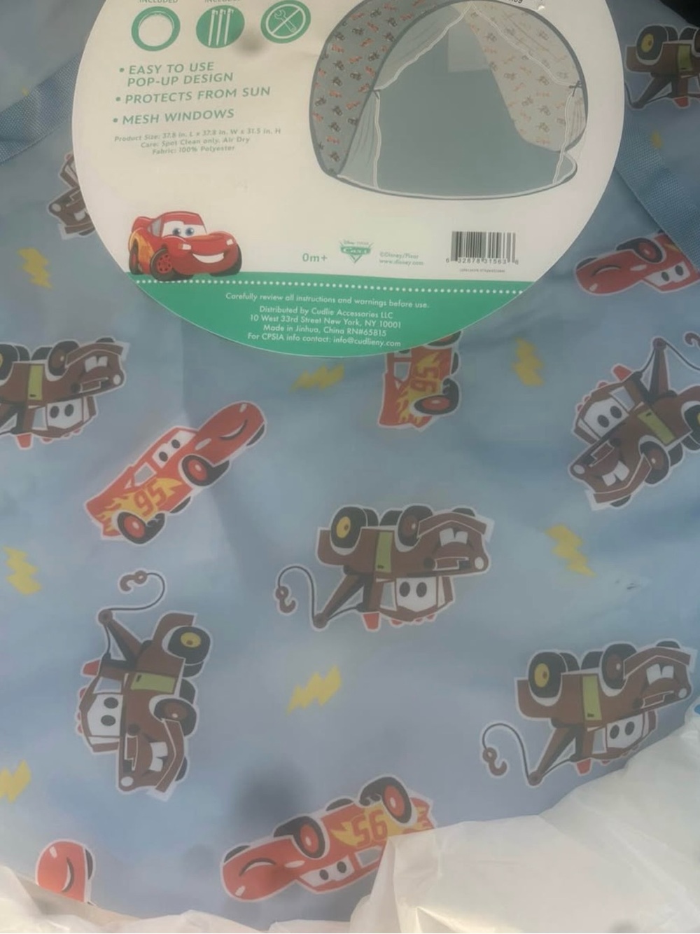 Disney Blue Kids Pop-Up Tent with Cars Pattern